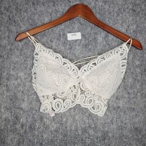 PINK Lace Bralette Cream Size L‎ Cami Layering Romantic Crop Top Coquette